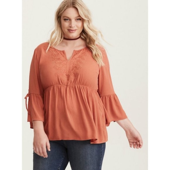 Torrid NWT Spice Embroidered Peasant Top - Picture 2 of 13